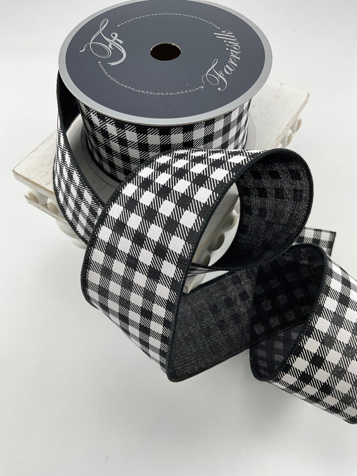 Black check 2.5” farrisilk wired ribbon - Greenery MarketRibbons & TrimRA842-92