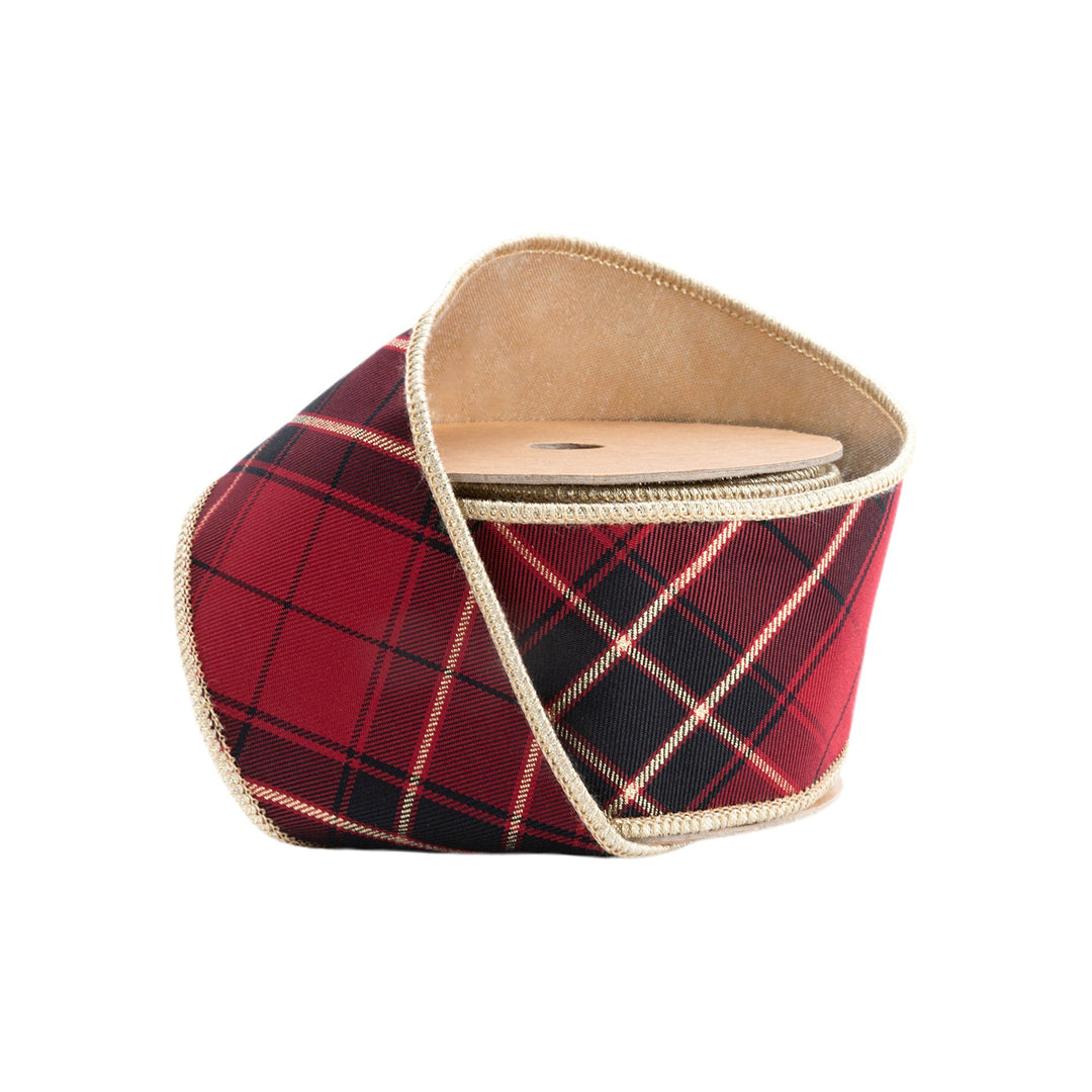 Black, Gold, & Red Wired Ribbon - 2.5" - Greenery Market6912W - 037 - 63E