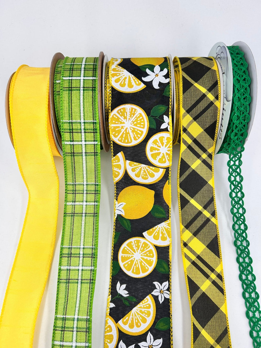 Black Lemon bow bundle x 5 ribbons - Greenery MarketWired ribbonLemonsX5