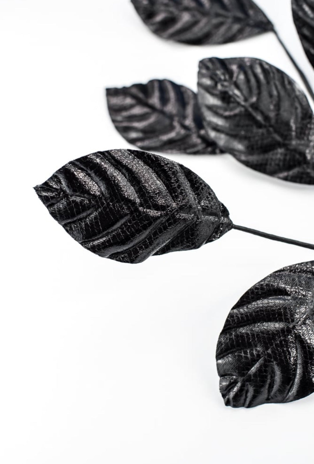 Black Metallic Magnolia Leaves Spray - Greenery Market57258BK