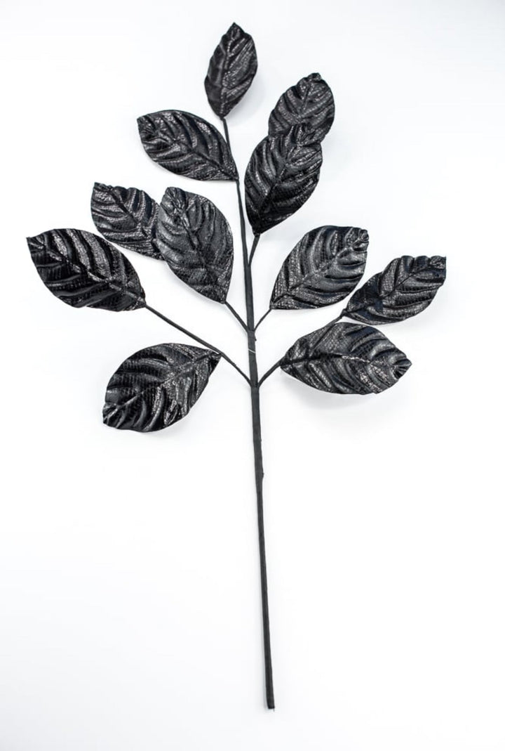 Black Metallic Magnolia Leaves Spray - Greenery Market57258BK