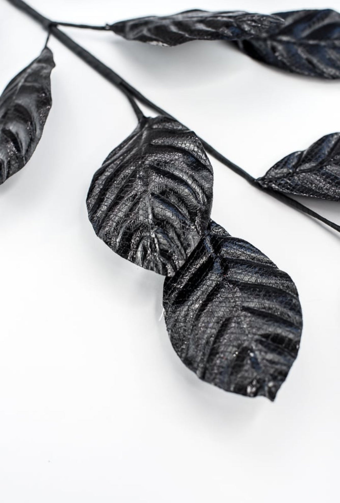 Black Metallic Magnolia Leaves Spray - Greenery Market57258BK