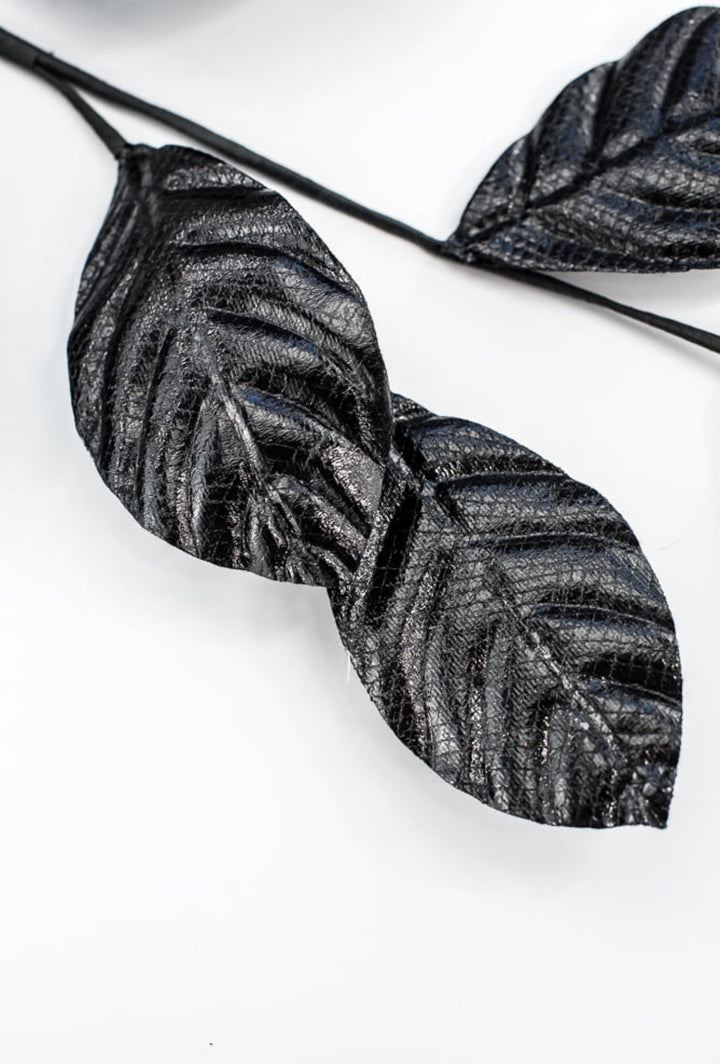 Black Metallic Magnolia Leaves Spray - Greenery Market57258BK