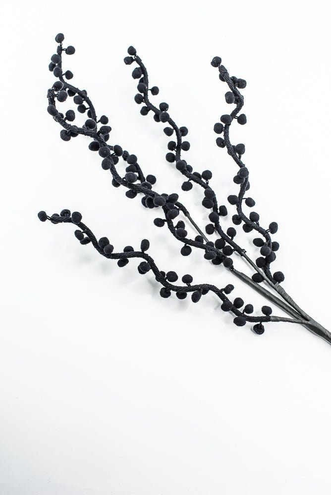 Black Pompom Ball Curly Spray - Greenery Market57254BK