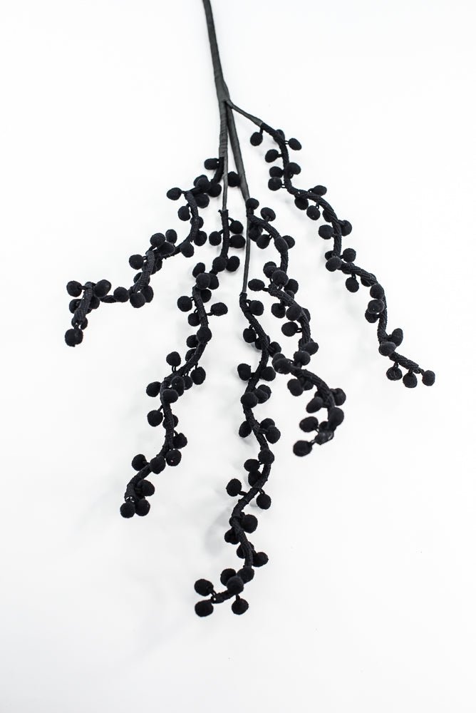 Black Pompom Ball Curly Spray - Greenery Market57254BK