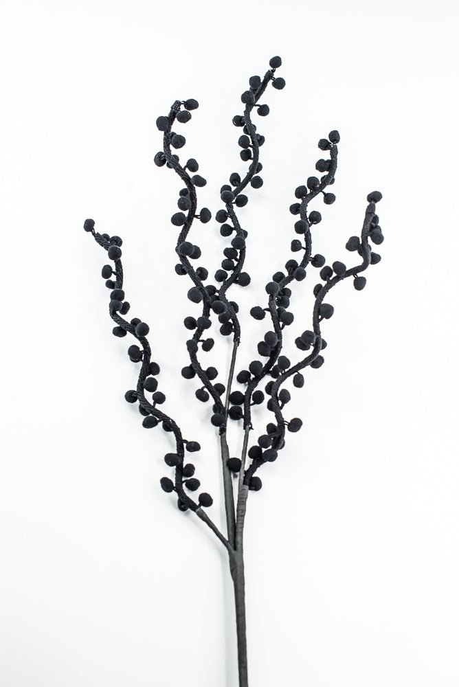 Black Pompom Ball Curly Spray - Greenery Market57254BK