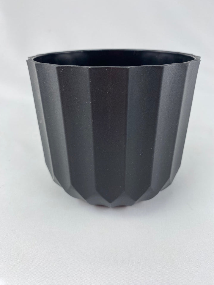 Black Round Carved Planter Container - Greenery MarketP9233BK