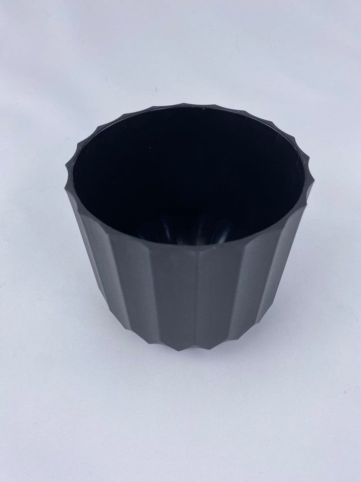 Black Round Carved Planter Container - Greenery MarketP9233BK