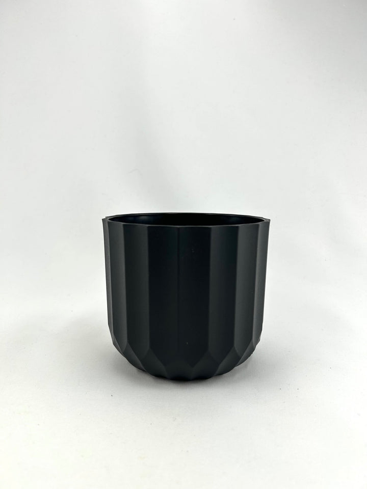 Black, Round Carved, Planter Container - Greenery MarketP9233BK