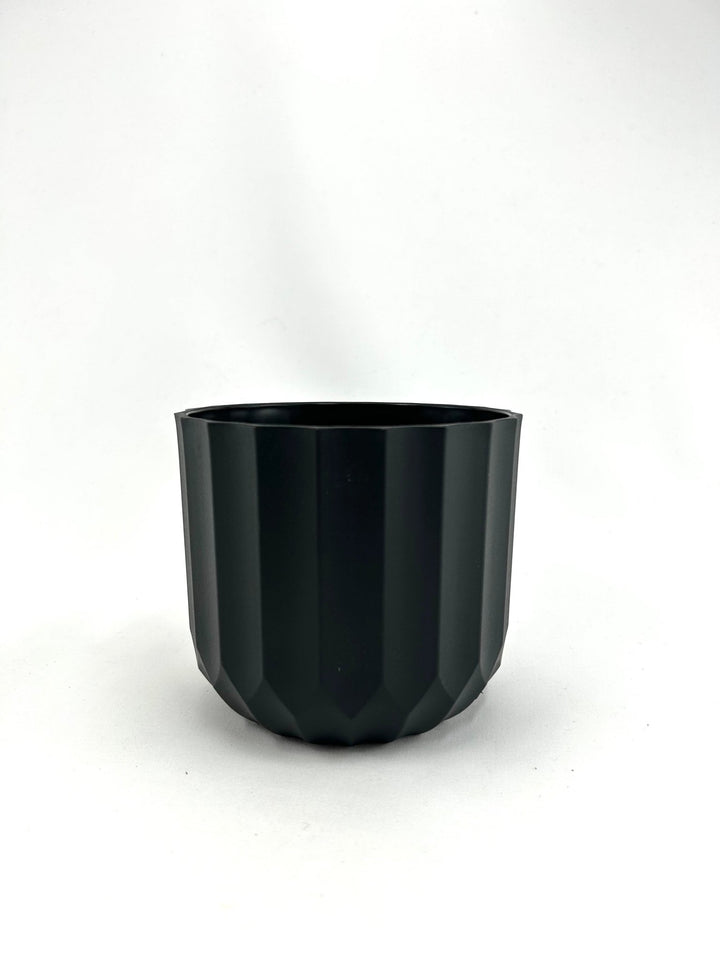 Black, Round Carved, Planter Container - Greenery MarketP9233BK
