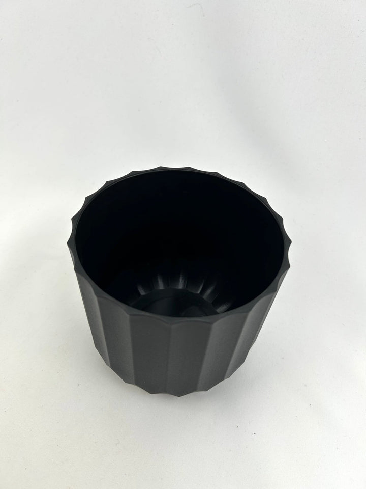 Black, Round Carved, Planter Container - Greenery MarketP9233BK