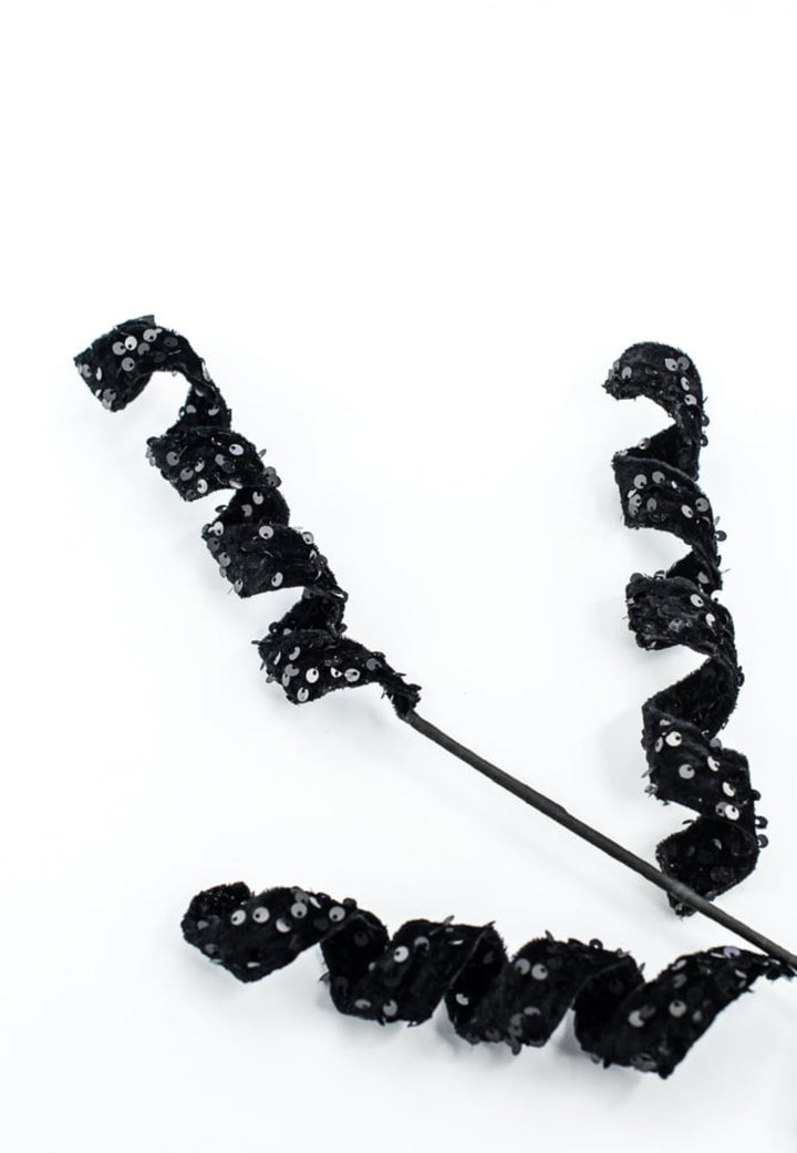 Black Sequin Curly Spray - Greenery Market57054BK