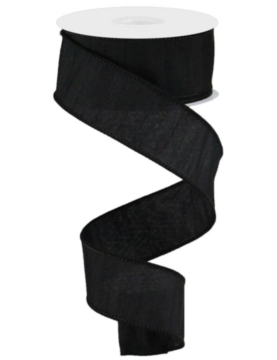 Black solid wired faux dupioni 1.5” - Greenery MarketWired ribbonRD110102