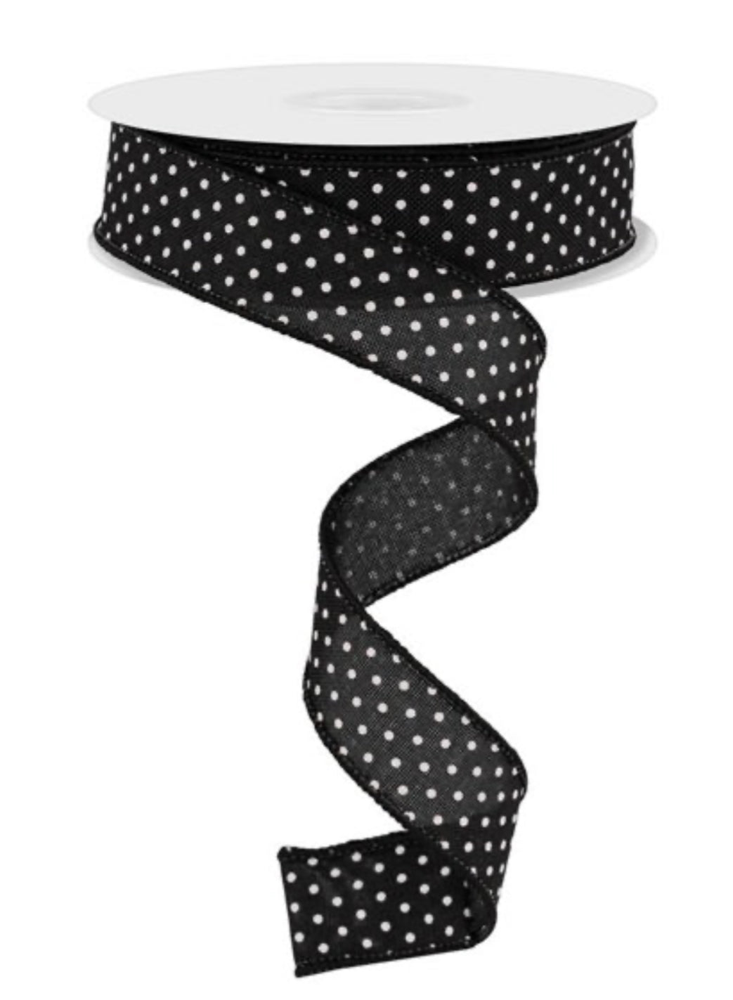 Black swiss dot wired skinny wired ribbon, 7/8'' - Greenery MarketWired ribbonRG0765102