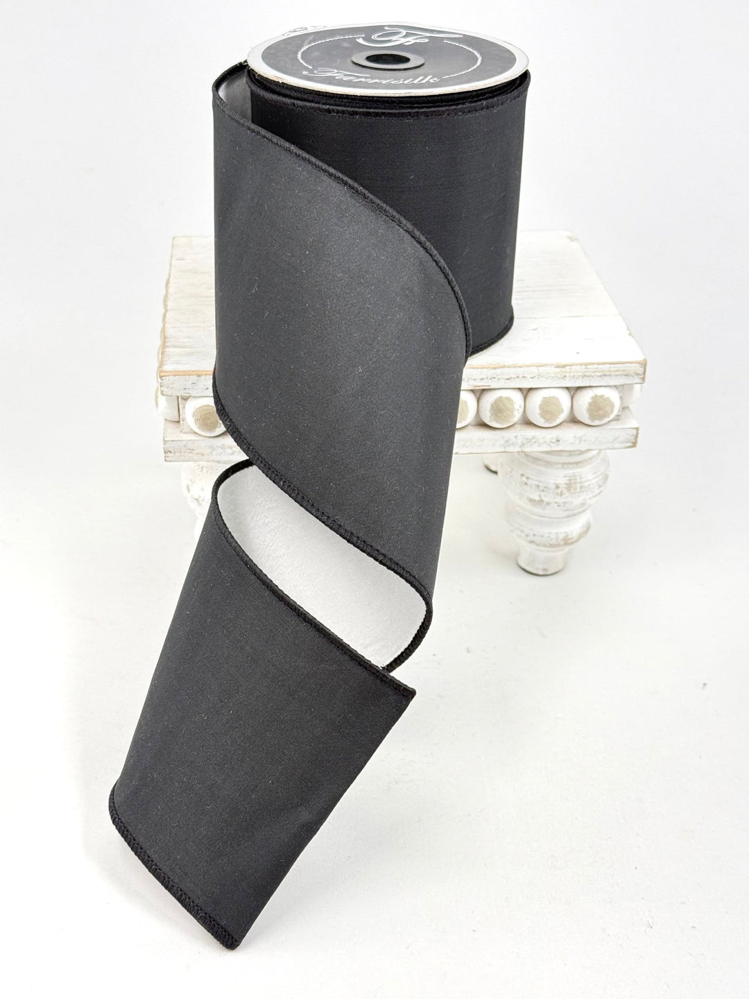 Black Two Tone Taffeta Farrisilk wired ribbon AS IS - 4” - Greenery Marketwired ribbonRG534-92