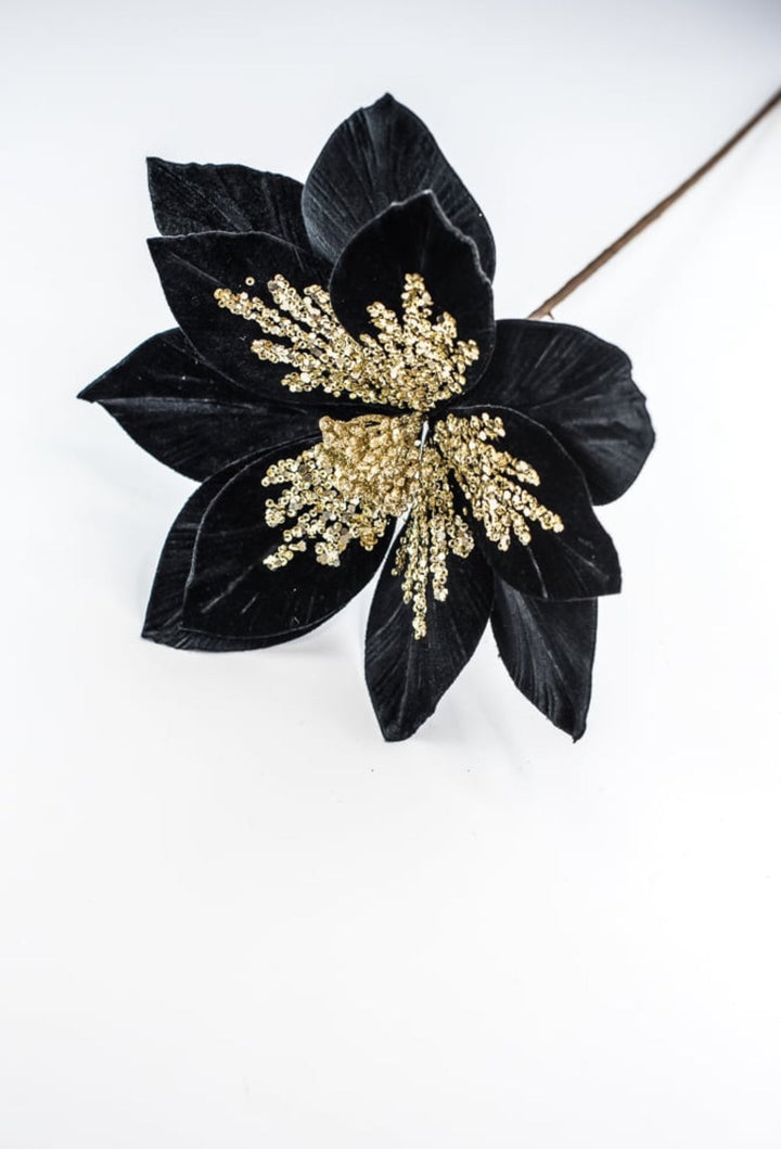 Black velvet poinsettia stem - Greenery MarketXS401502