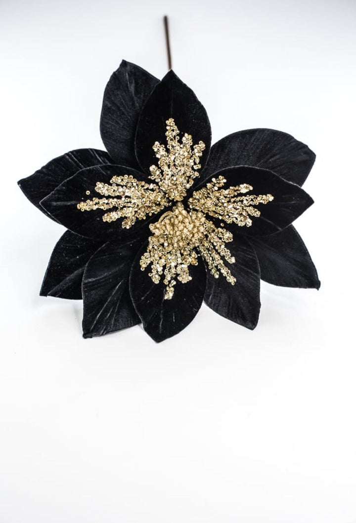 Black velvet poinsettia stem - Greenery MarketXS401502