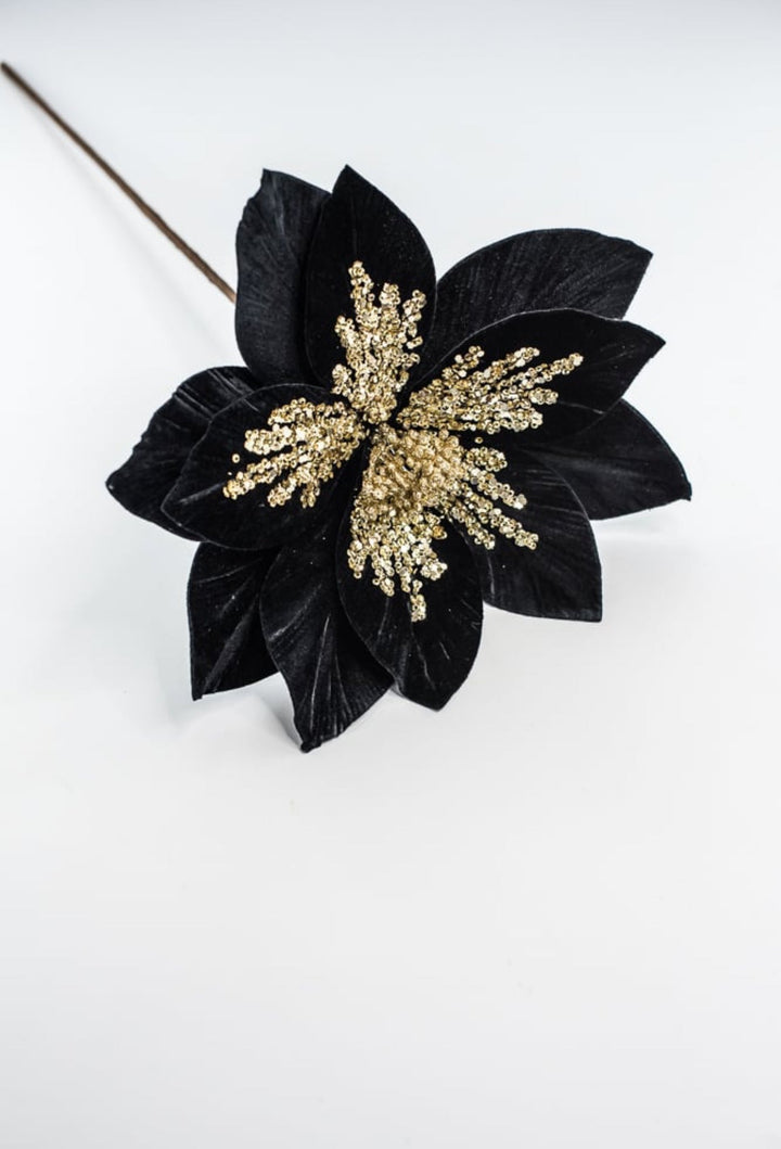 Black velvet poinsettia stem - Greenery MarketXS401502