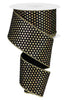 Black velvet with gold raised dots ribbon 2.5" - Greenery MarketWired ribbonRW8099EC