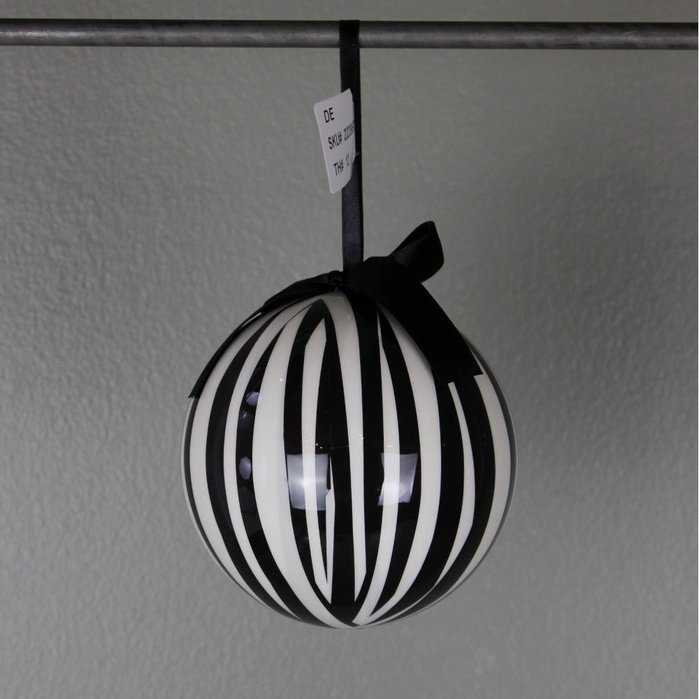 Black & White Stripe Ball Ornament - 4.7" - Greenery MarketOrnaments223967