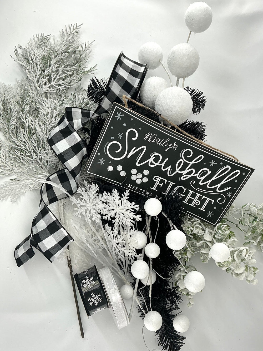 Black white winter snowball kit with swag - discounted bundle - Greenery MarketBlackwinterswag