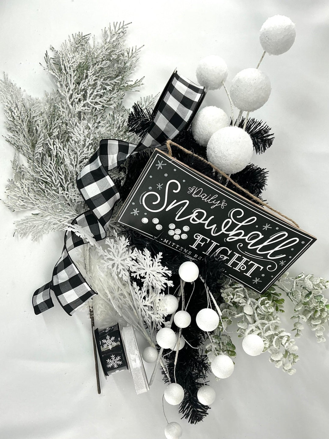 Black white winter snowball kit with swag - discounted bundle - Greenery MarketBlackwinterswag