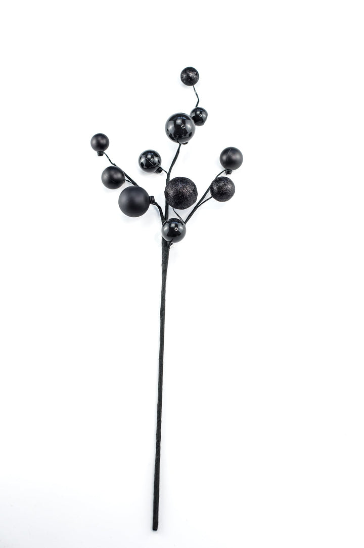 Black wired ball ornament spray - Greenery MarketHalloweenXS106102