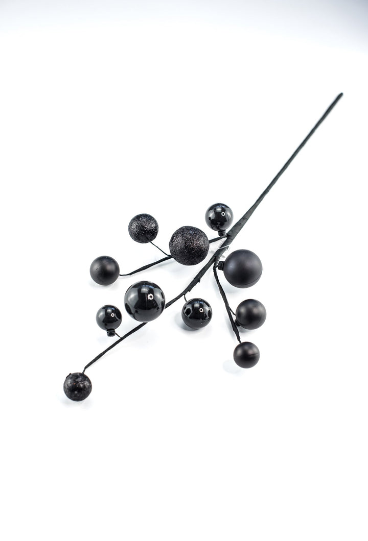 Black wired ball ornament spray - Greenery MarketHalloweenXS106102