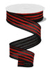 Black with red uneven lines wired ribbon 1.5" - Greenery MarketWired ribbonRGA1381WJ