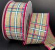 Blue and fuchsia pink plaid wired ribbon 1.5” - Greenery MarketWired ribbon41239-09-39