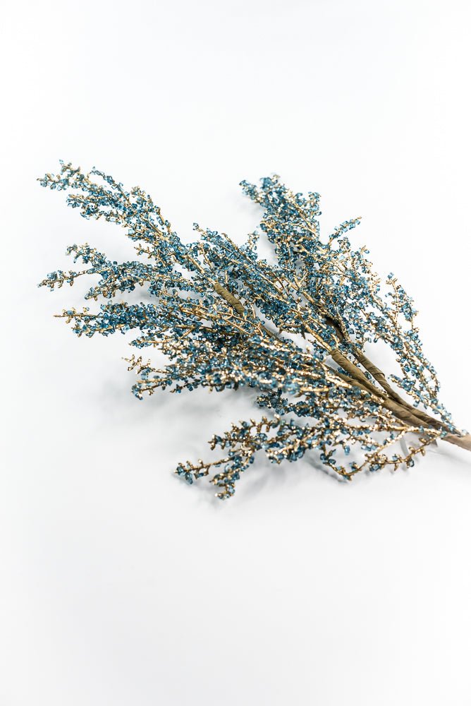 Blue and Gold Iced Twig Spray - Greenery Market32146-BLGD