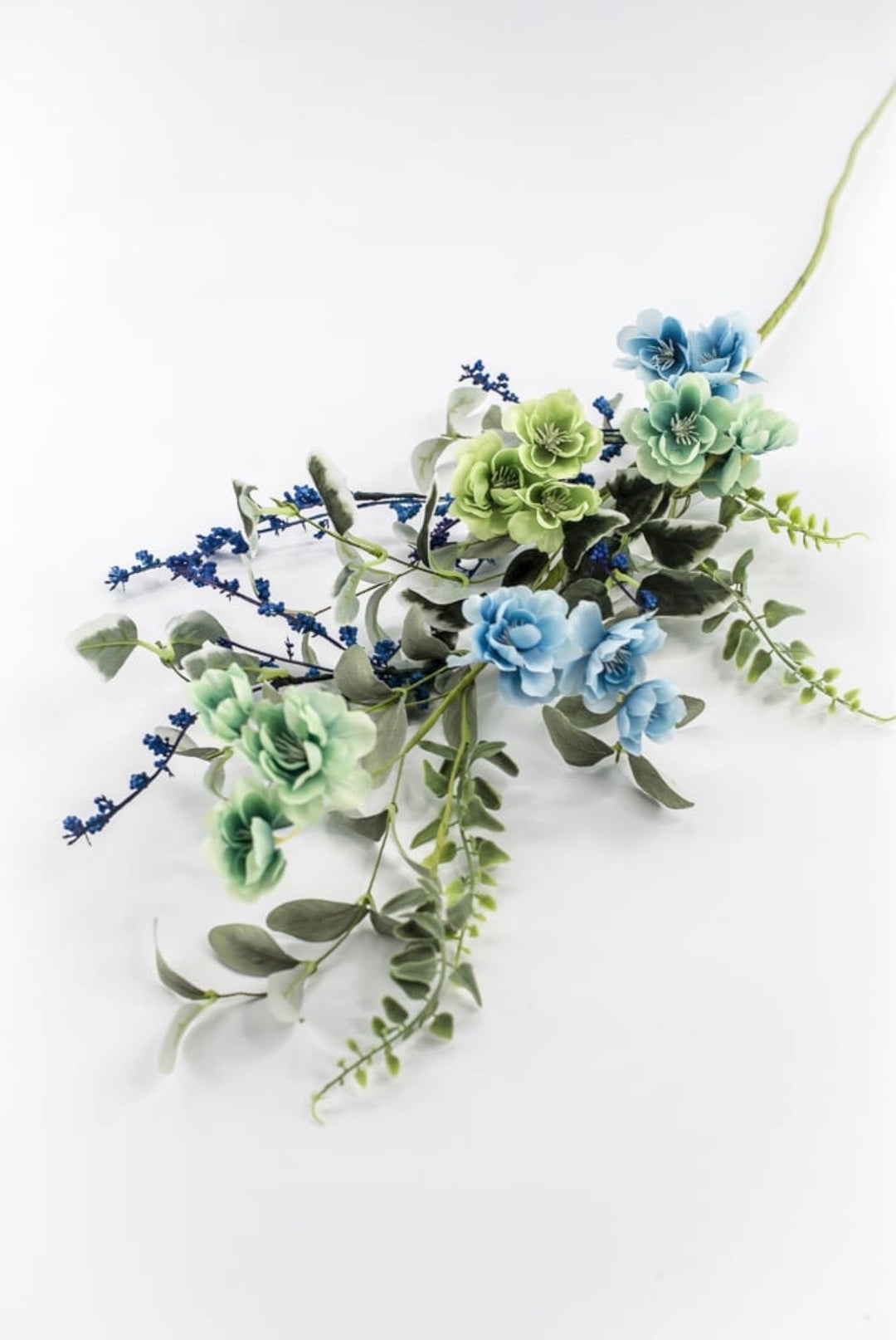 Blue And Green Mixed Blossom Spray - 30" - Greenery Market65478-BL