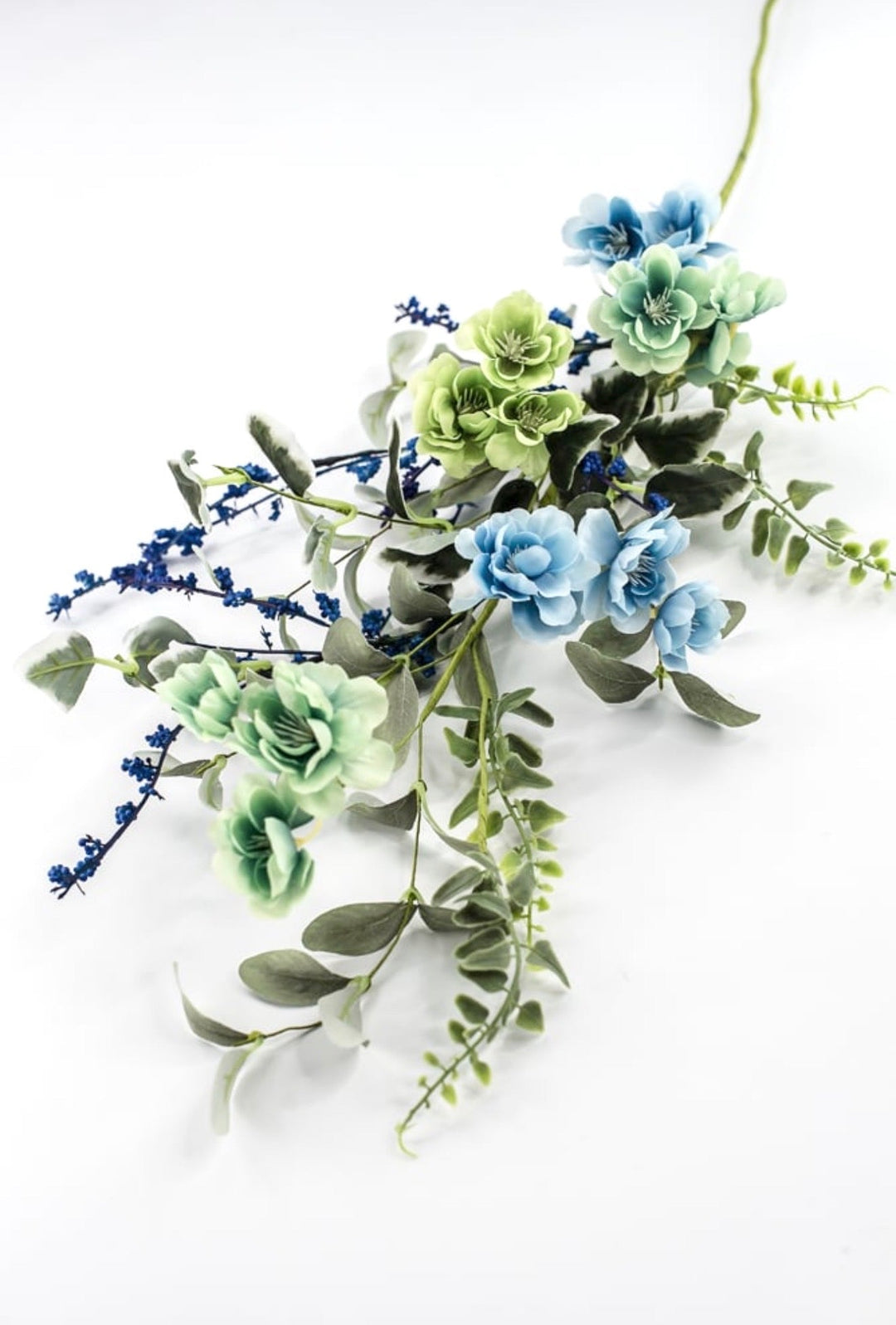 Blue And Green Mixed Blossom Spray - 30" - Greenery Market65478-BL