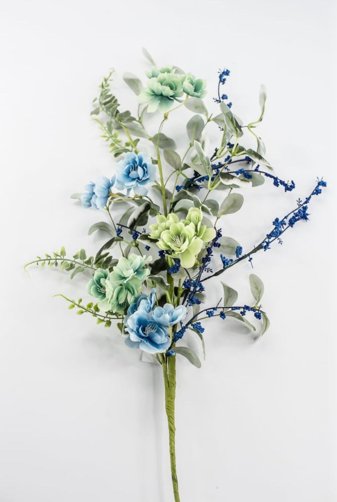 Blue And Green Mixed Blossom Spray - 30" - Greenery Market65478-BL