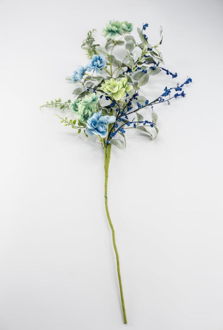 Blue And Green Mixed Blossom Spray - 30" - Greenery Market65478-BL
