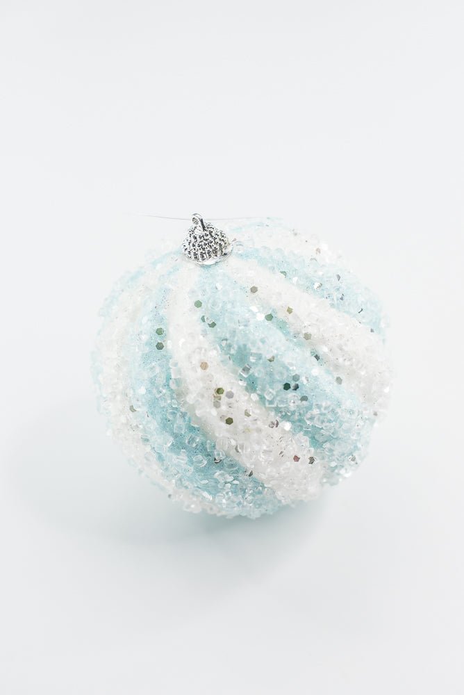 Blue And White Ice Ball Ornament - Greenery Market40330 - BLWT