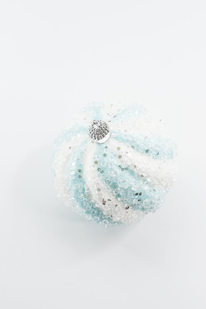 Blue And White Ice Ball Ornament - Greenery Market40330 - BLWT