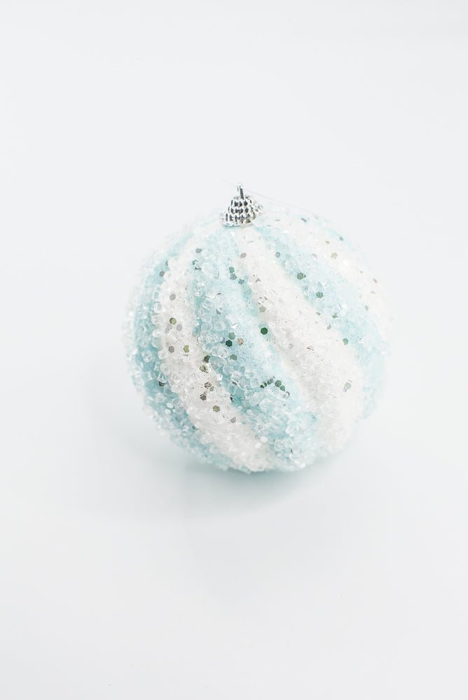 Blue And White Ice Ball Ornament - Greenery Market40330 - BLWT