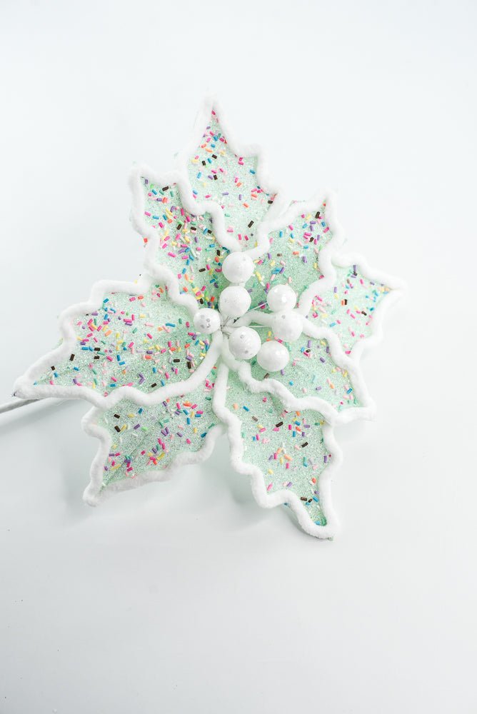 Blue Confetti Poinsettia Stem - Greenery Market65147