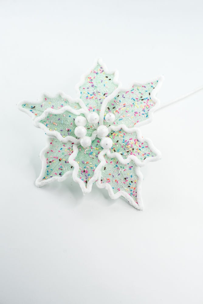 Blue Confetti Poinsettia Stem - Greenery Market65147