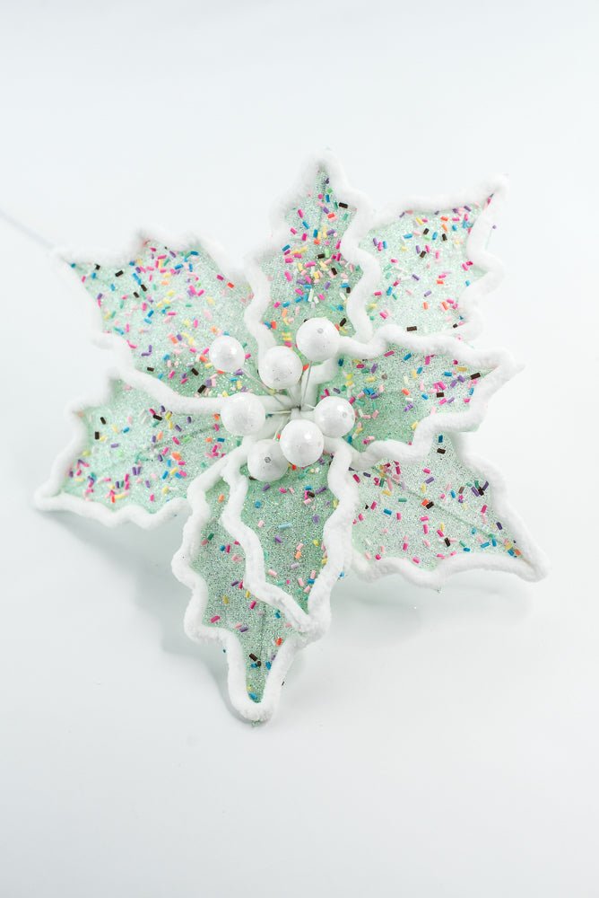 Blue Confetti Poinsettia Stem - Greenery Market65147