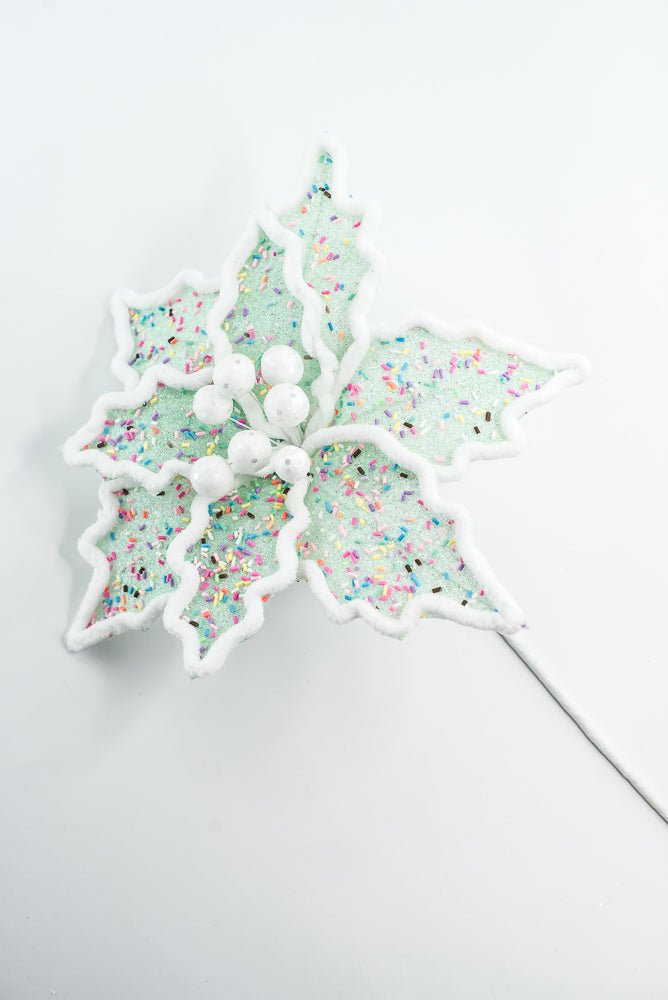 Blue Confetti Poinsettia Stem - Greenery Market65147