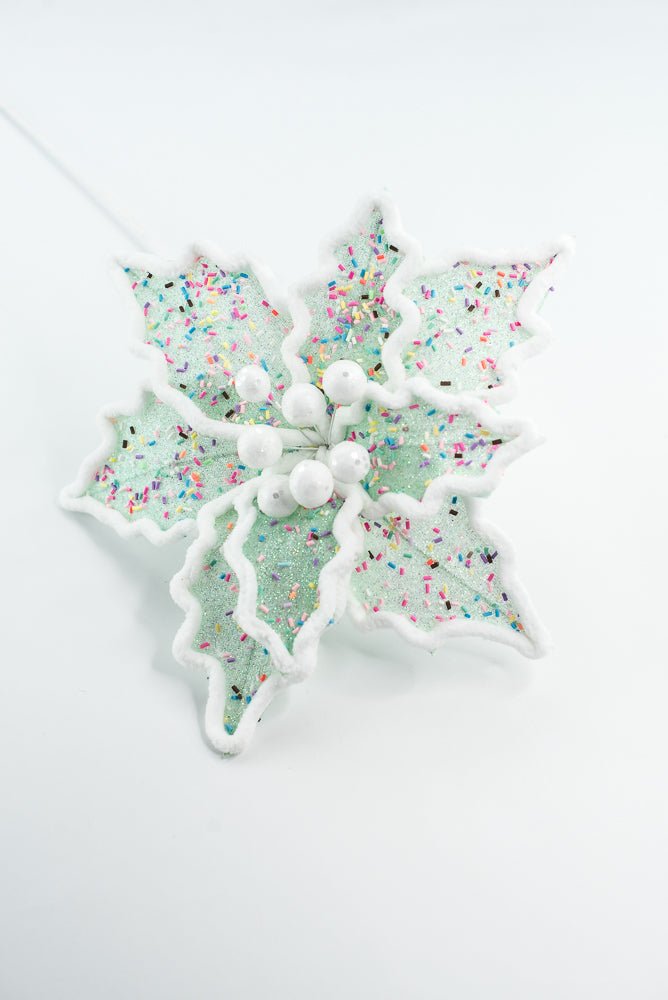 Blue Confetti Poinsettia Stem - Greenery Market65147