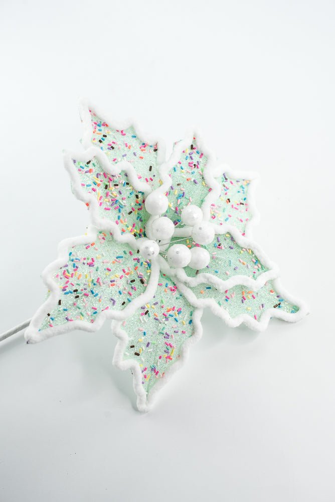 Blue Confetti Poinsettia Stem - Greenery Market65147