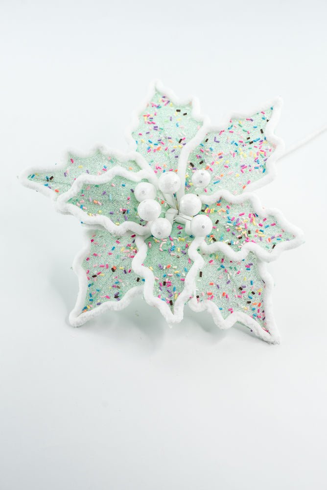 Blue Confetti Poinsettia Stem - Greenery Market65147