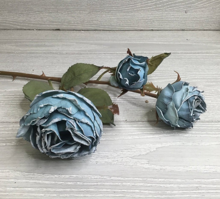 Blue dried look rose spray - Greenery Marketartificial flowers149081