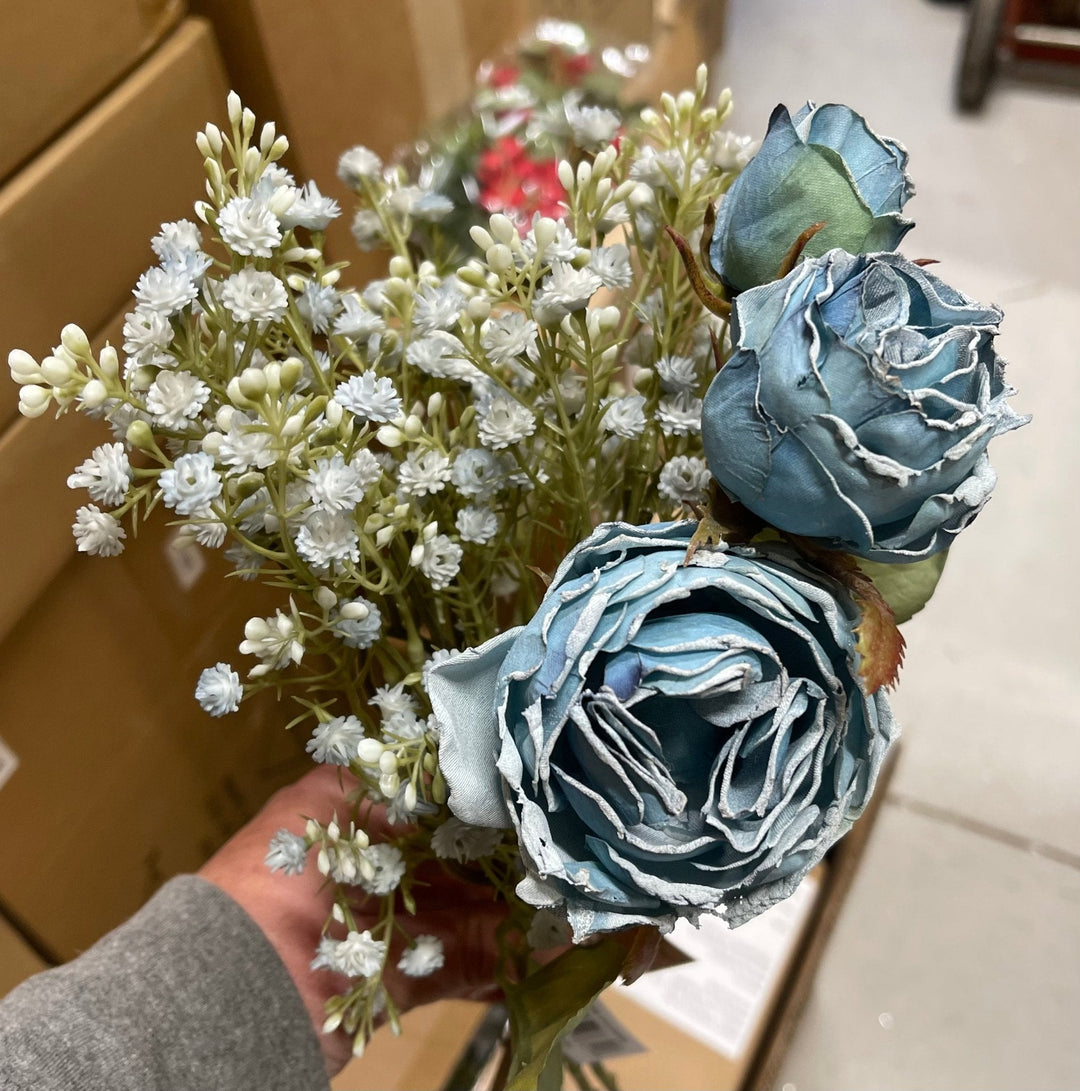 Blue dried look rose spray - Greenery Marketartificial flowers149081