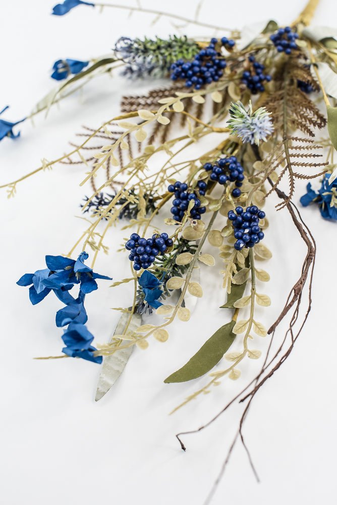 Blue, filler, and berry floral spray 60919 - blue 63048 - Greenery MarketArtificial Flora63048 - ROBL