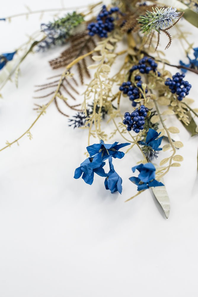 Blue, filler, and berry floral spray 60919 - blue 63048 - Greenery MarketArtificial Flora63048 - ROBL