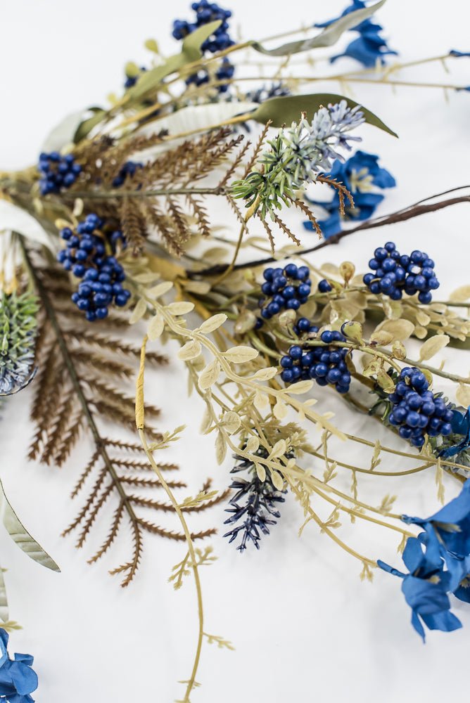 Blue, filler, and berry floral spray 60919 - blue 63048 - Greenery MarketArtificial Flora63048 - ROBL